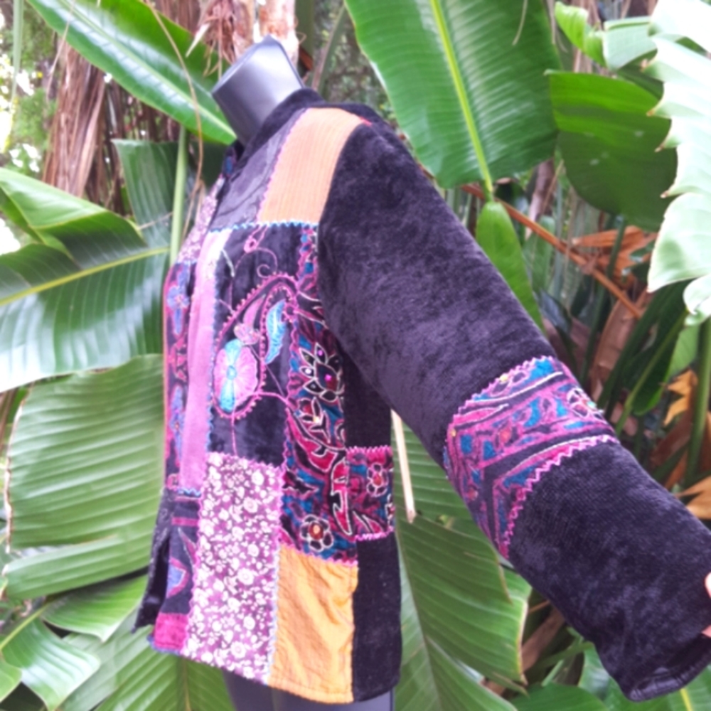velvet patchwork jacket - Picture 1 of 6